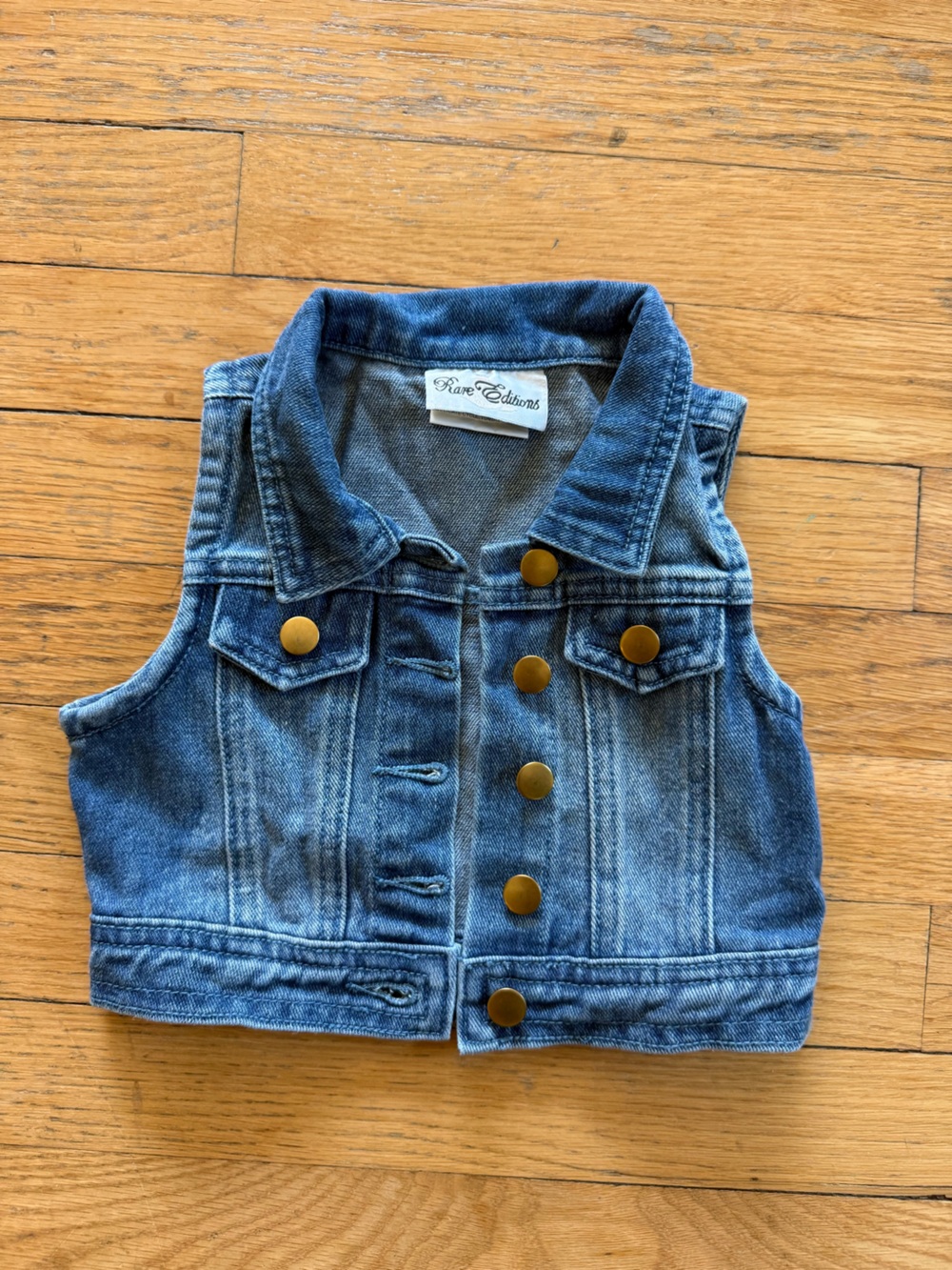 Rare Editions Denim Vest with Gold-Tone Buttons